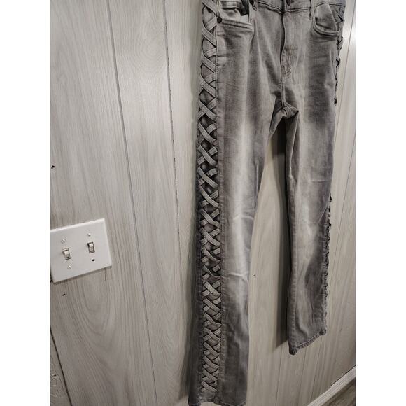 Legendary Status Women's Denim Jeans Size 20 Charcoal Boot cut Zig Zag Sides - Picture 3 of 12